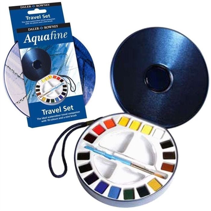Daler Rowney Aquafine Seyahat Seti 18 Yarım Boy Metal Kutu