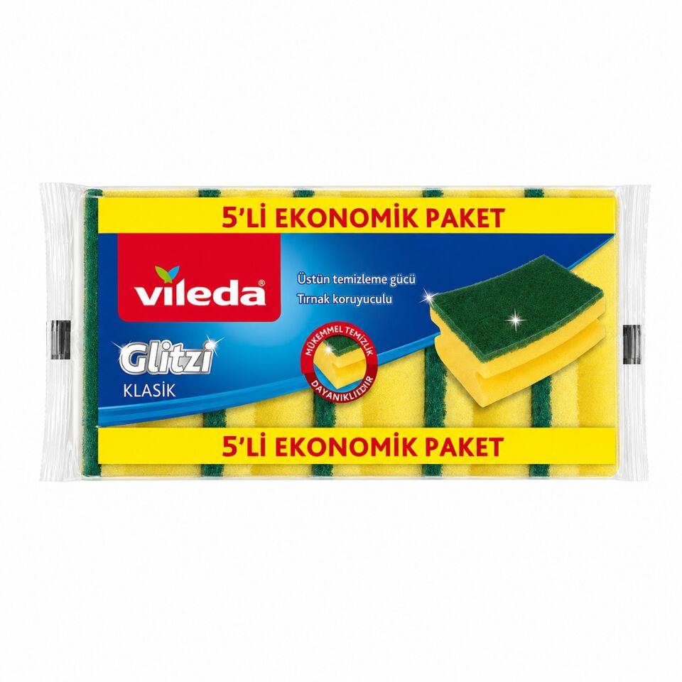 Vileda Sünger Klasik Yeşil 5 Li Oluklu