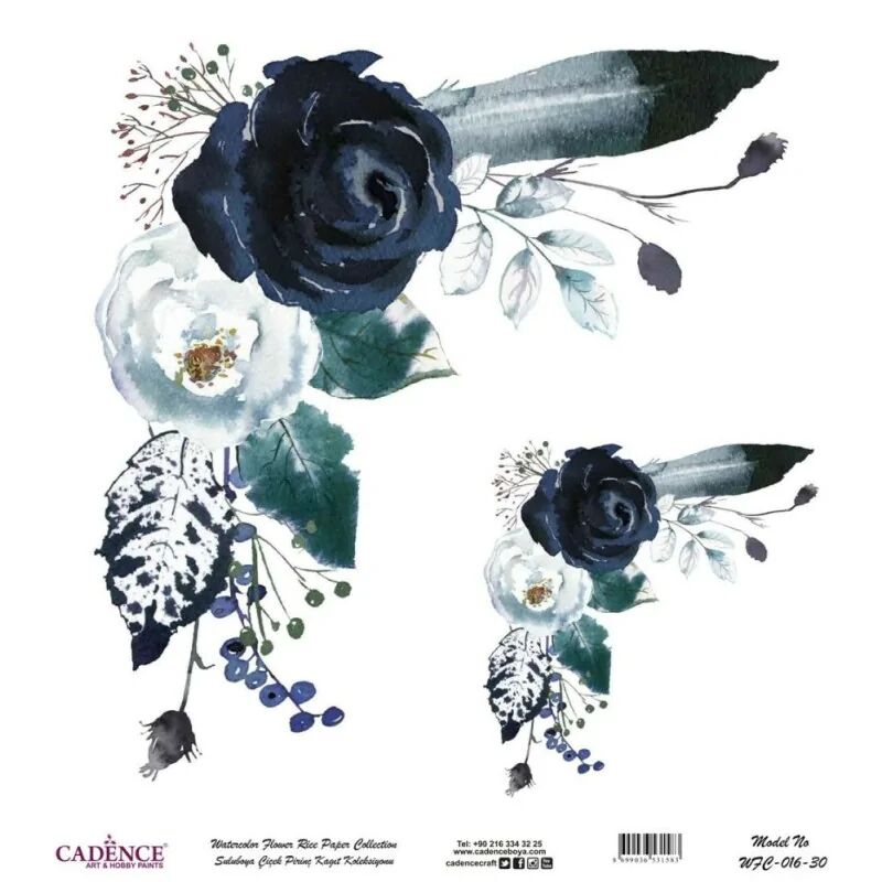 Cadence Suluboya Çiçek Pirinç Kağıt Koleksiyon Beyaz Zemin Wfc-016 90x90