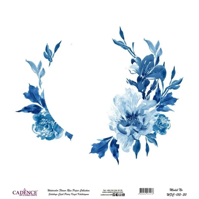 Cadence Suluboya Çiçek Pirinç Kağıt Koleksiyon Beyaz Zemin Wfc-015 90x90
