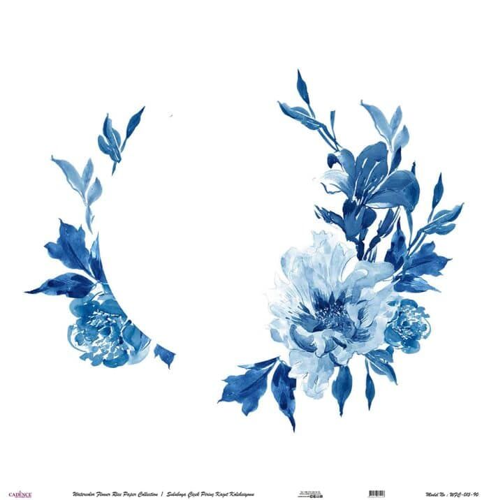 Cadence Suluboya Çiçek Pirinç Kağıt Koleksiyon Beyaz Zemin Wfc-015 90x90