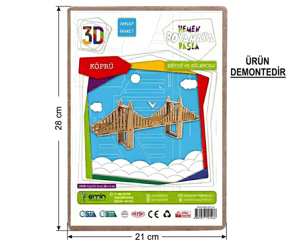 Emin İş Eğitimi 3D Köprü Ahşap Maket
