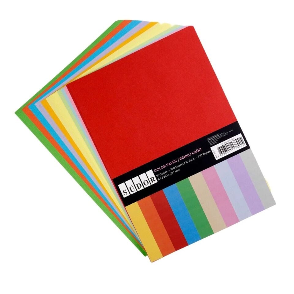 Südor A4 Renkli Kağıt 100 Lu 10 Renk