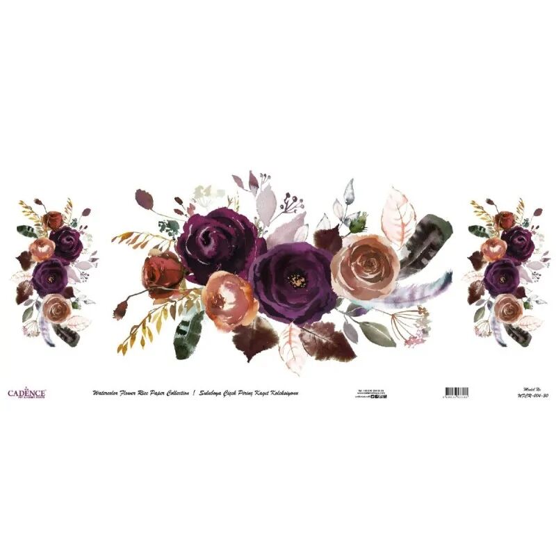 Cadence Suluboya Çiçek Pirinç Kağıt Koleksiyon Beyaz Zemin Wfcr-004 30x68