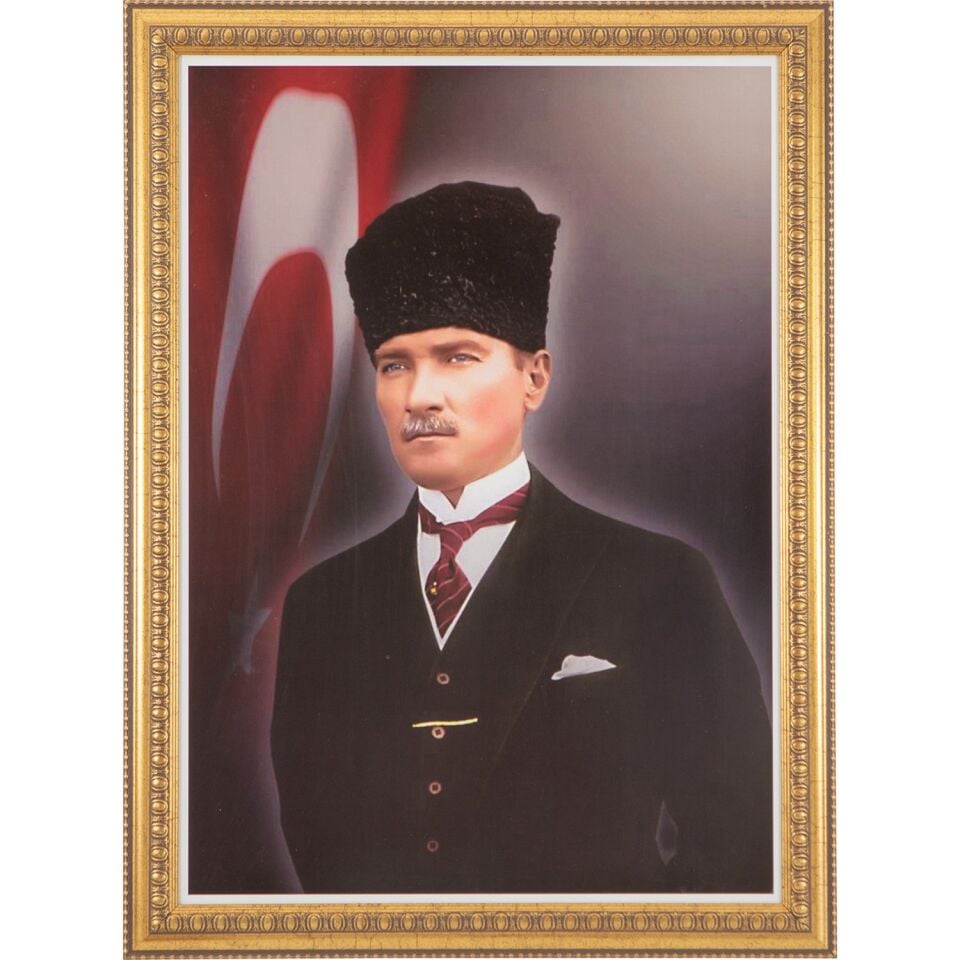 İnter 50x70 Varaklı Çerçeve Duvara Monte Atatürk Portresi