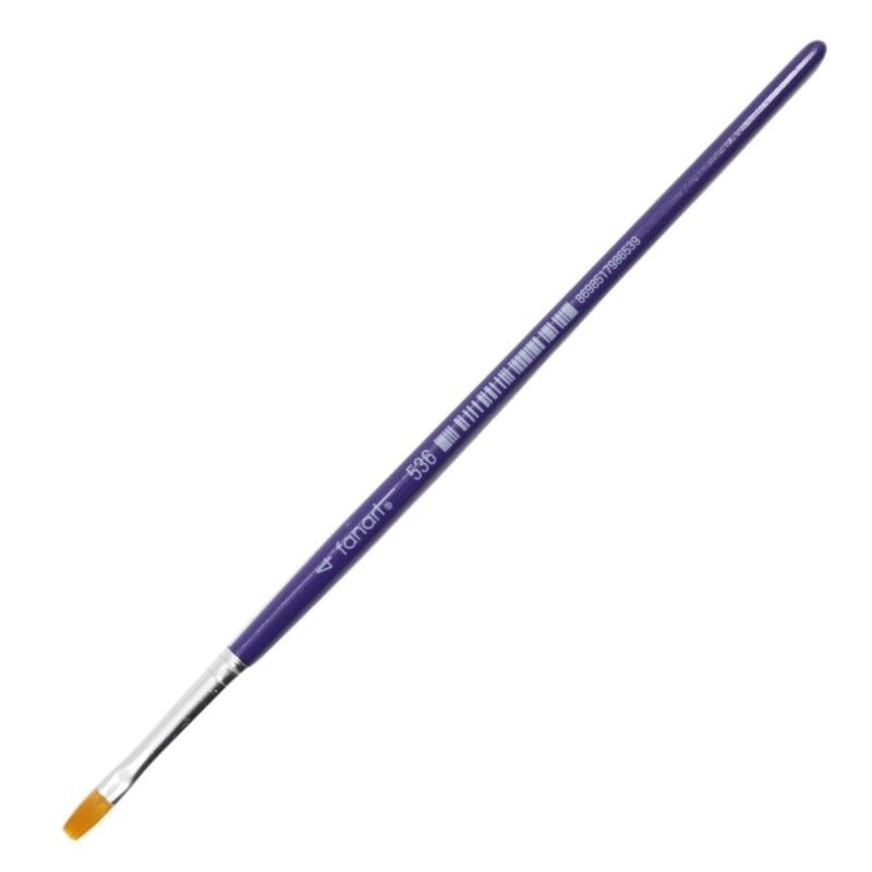 Fanart Academy Seri 536C Sentetik Kıl Yassı Fırça Mor Sap No 4