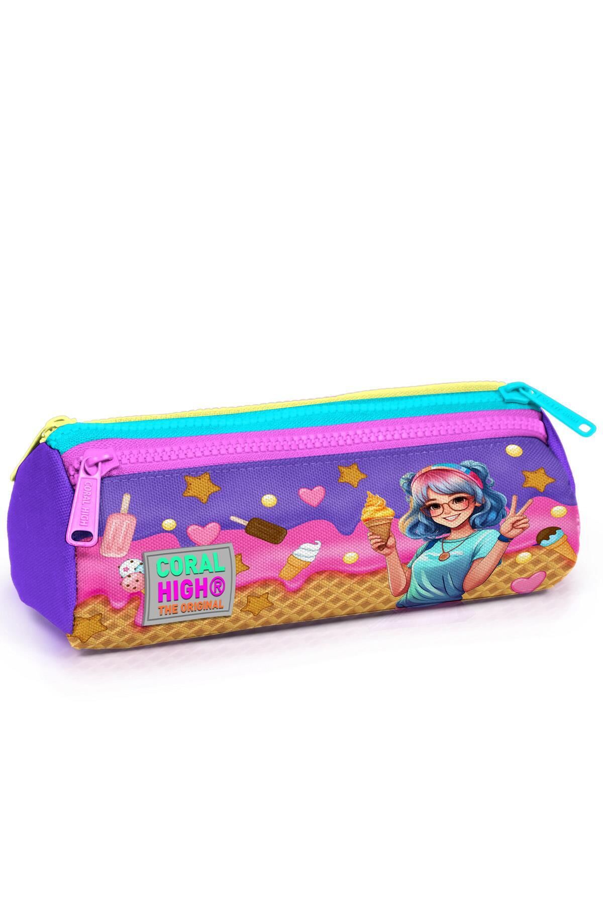 Yaygan Coral High Kalem Çanta  Üç Bölmeli 22089