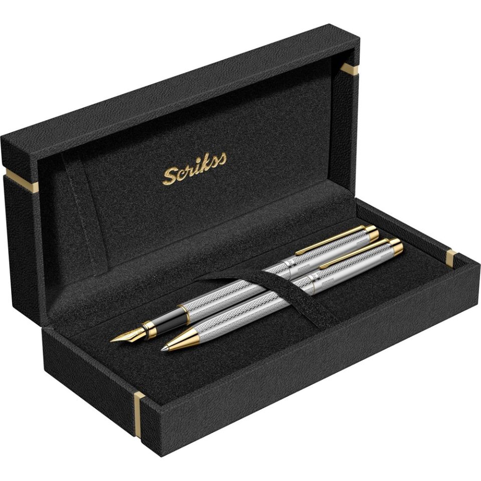 Scrikss 722W Dolma Tükenmez Kalem Gold Krom