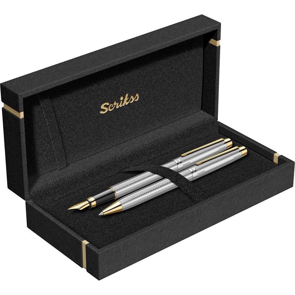 Scrikss 722W Dolma Tükenmez Kalem Gold Krom