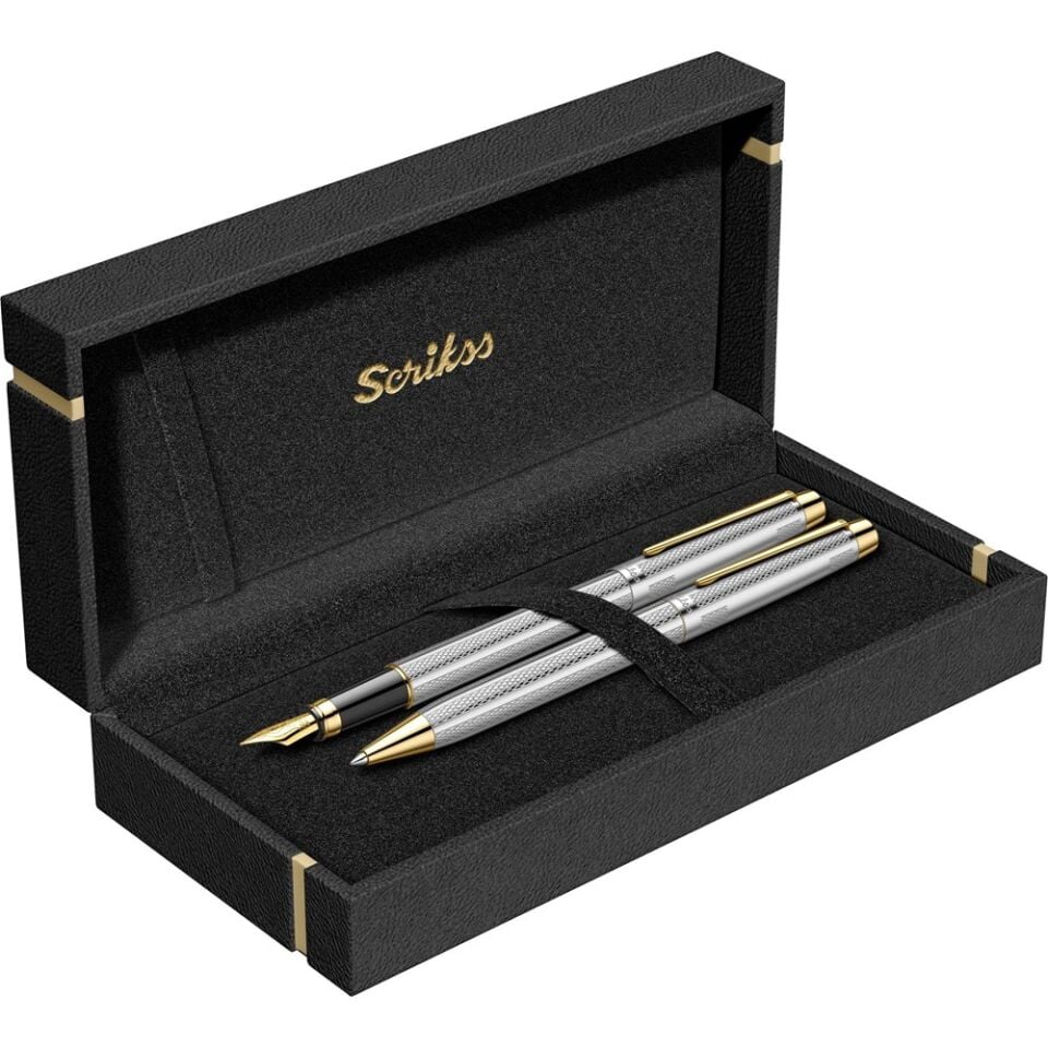 Scrikss 722W Dolma Tükenmez Kalem Gold Krom