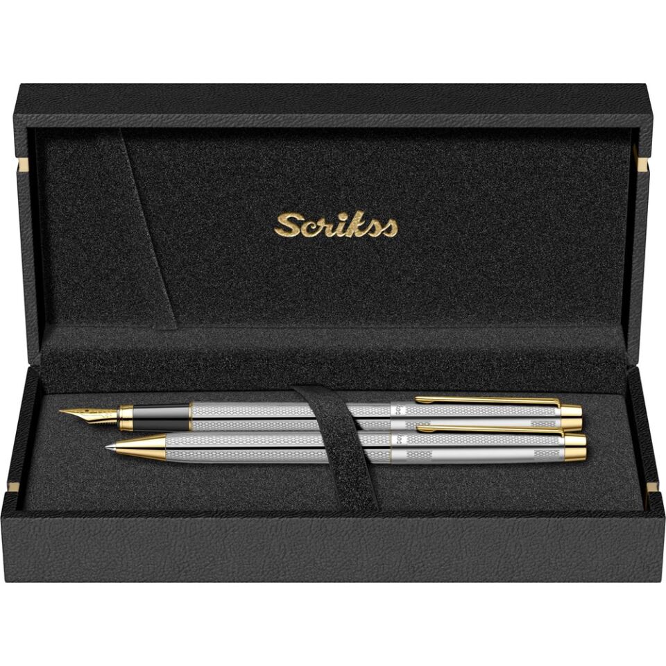 Scrikss 722W Dolma Tükenmez Kalem Gold Krom