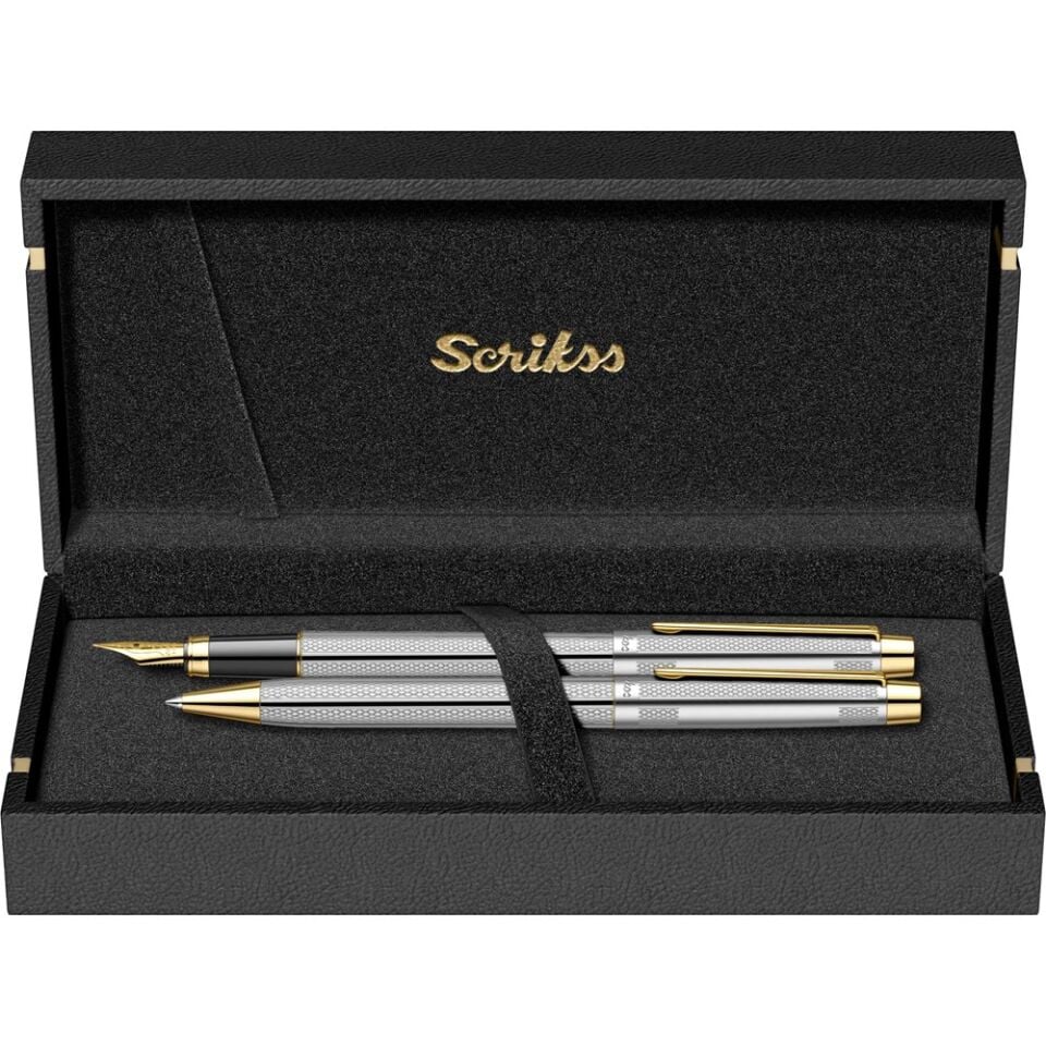 Scrikss 722W Dolma Tükenmez Kalem Gold Krom