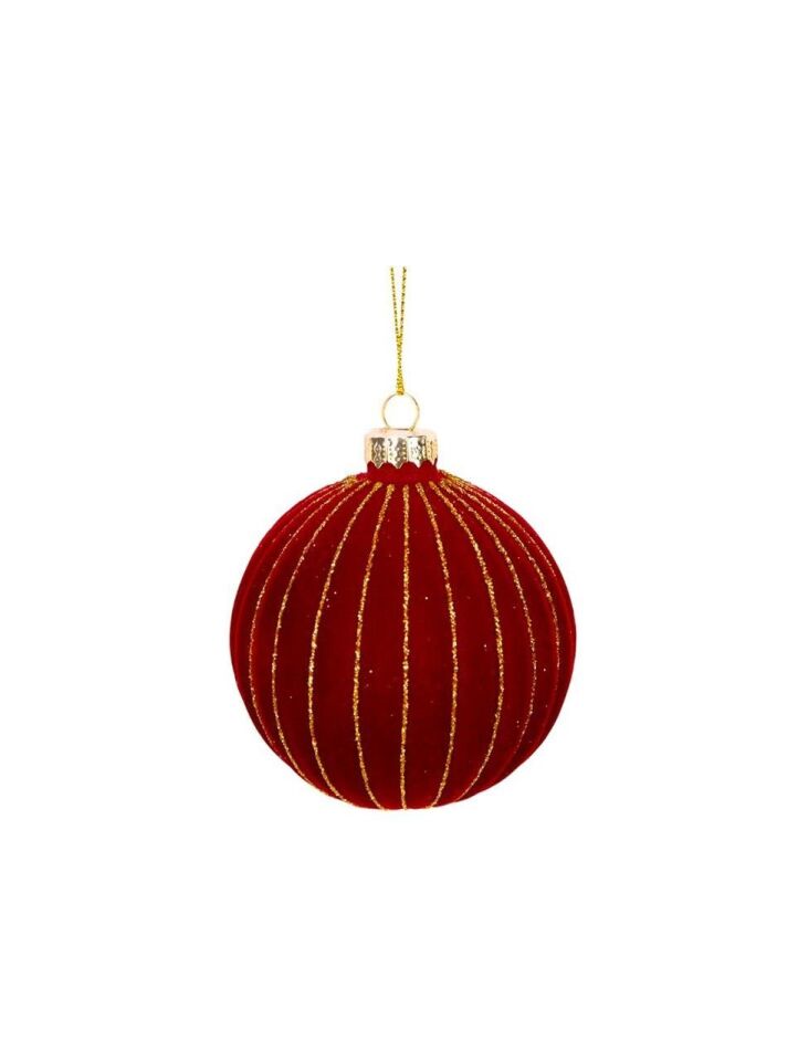 Astaş Altın Sim Şeritli KAdife Yılbaşı Topu 10 Cm 4 Lü Bordo