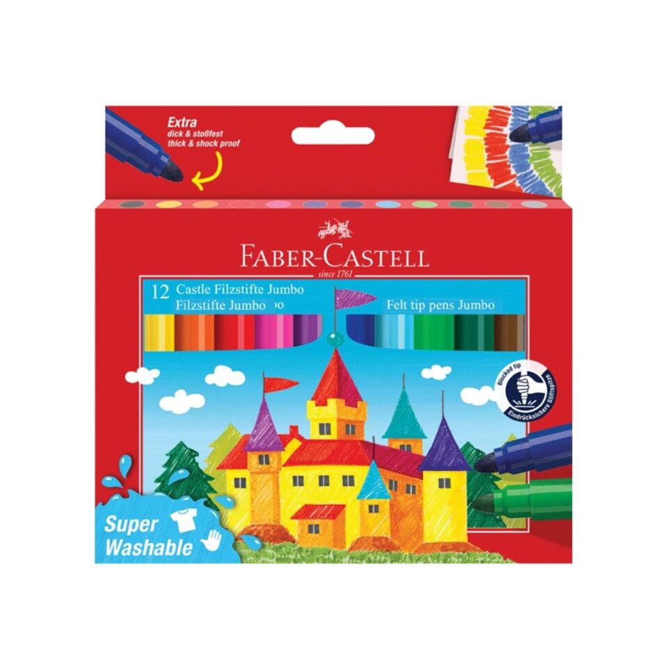 Faber-Castell Keçeli Kalem Jumbo 12 li  Süperwashale