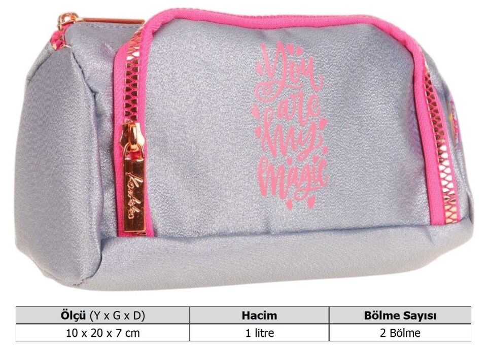 Kaukko Sparkle Plump Kalem Çantası Gri