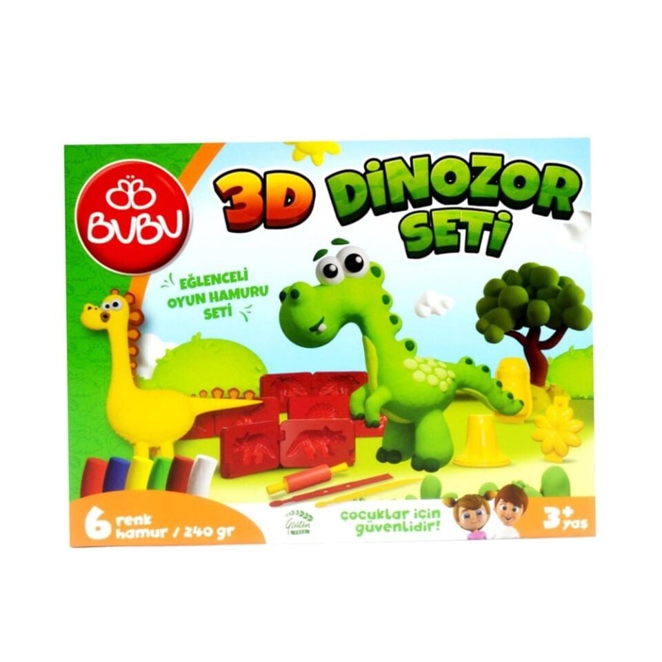 Bu-Bu Oyun Hamuru Seti 3D Dinozor