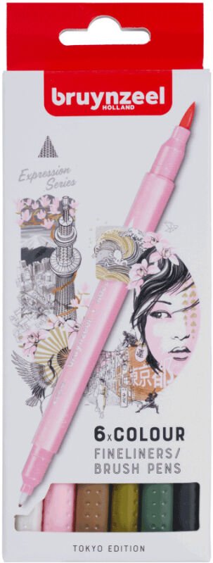 Bruynzeel Fineliner Çift Taraflı Kalem Seti 6 Renk Tokyo