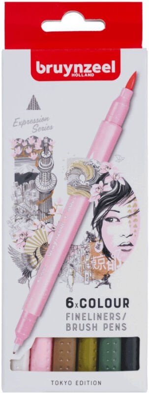 Bruynzeel Fineliner Çift Taraflı Kalem Seti 6 Renk Tokyo