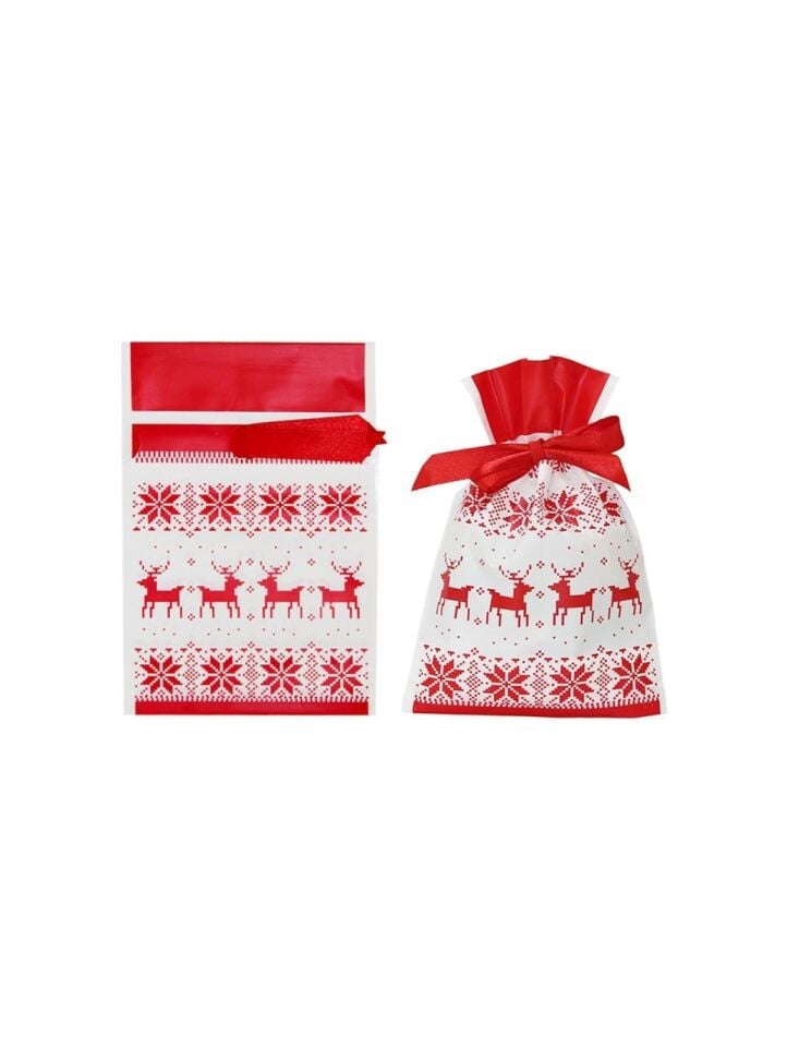 Astaş Yılbaşı Desenli Plastik Hediye Torbası 12x17 Cm 50 Li