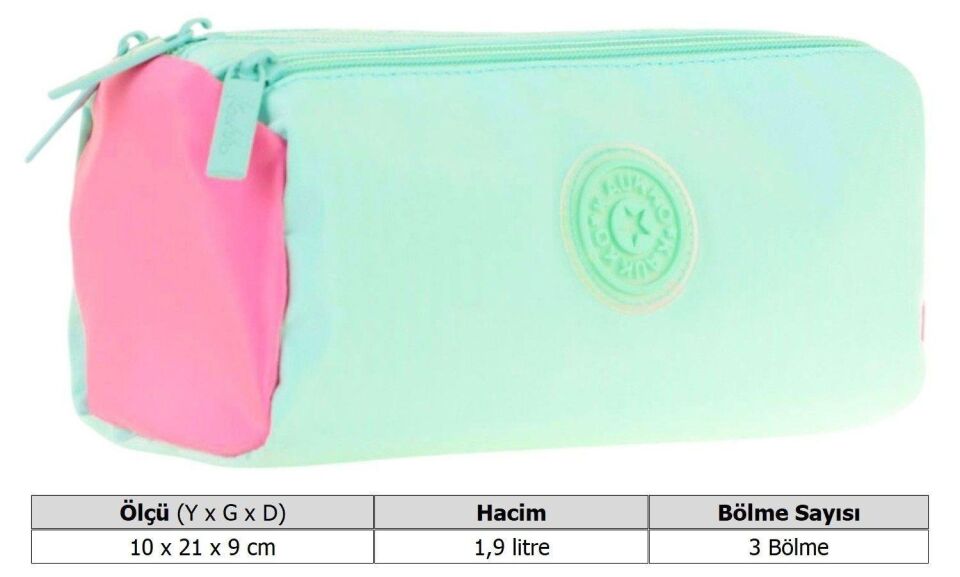 Kaukko Quick 3 Bölmeli Kalem Çantası Mint