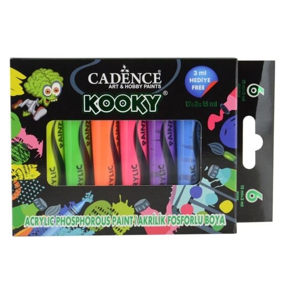 Cadence Kooky Fosforlu Akrilik 6 Lı Set 15 Ml
