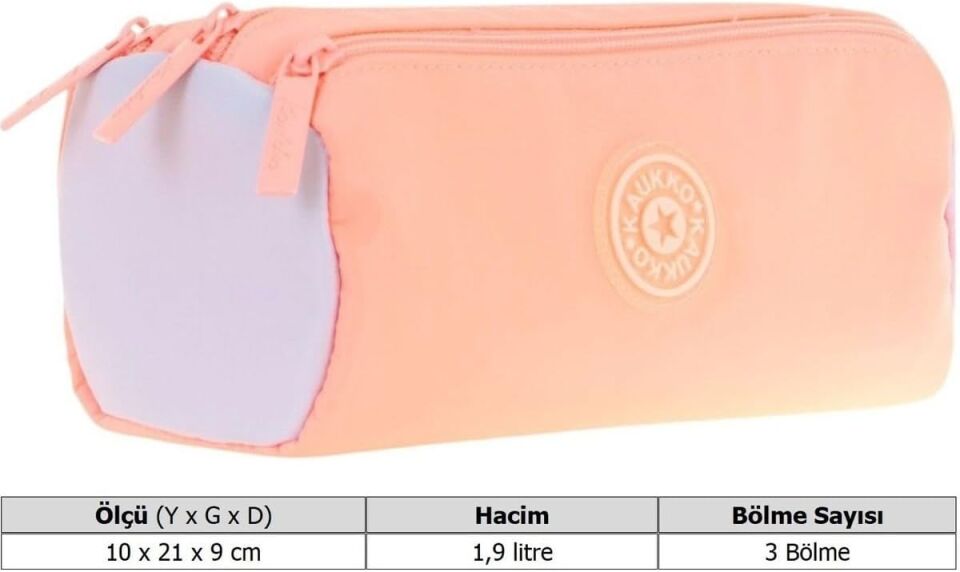 Kaukko Quick 3 Bölmeli Kalem Çantası Salmon