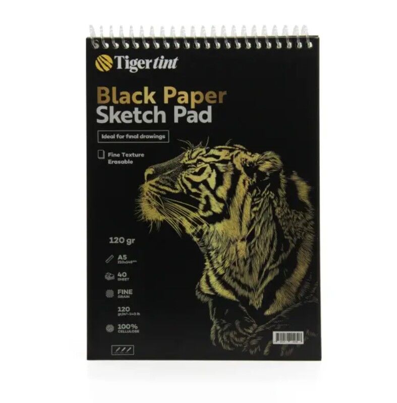 Güven Art Tigertint Eskiz Defteri Siyah A5 120 Gr 40 Yaprak
