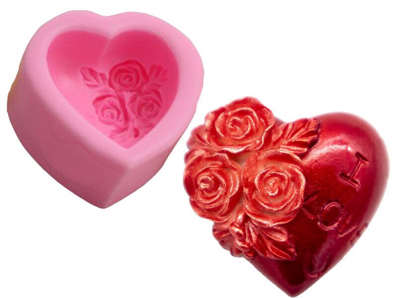 KmyI Love You Kalp Silikon Kalıbı Gül-03