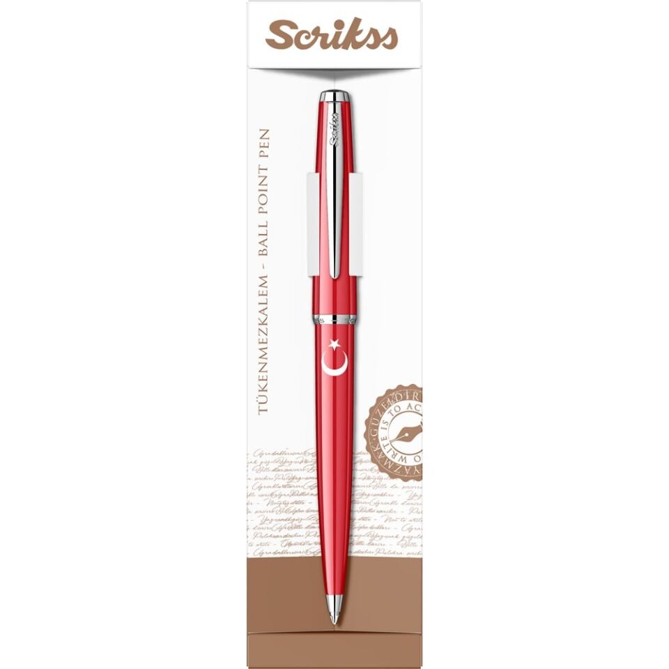 Scrikss 33 Roller Kırmızı Ay Yıldız Baskılı Şeffaf Kalem