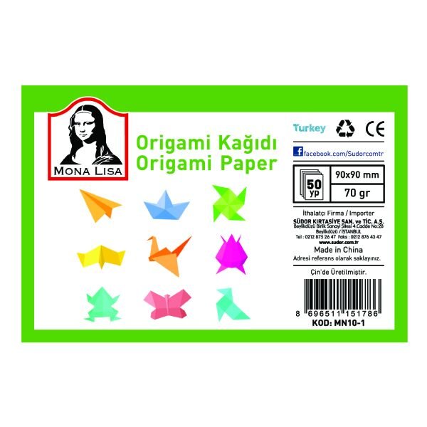 Mona Lisa Origami Kağıdı 9x9 70G 50 Yaprak