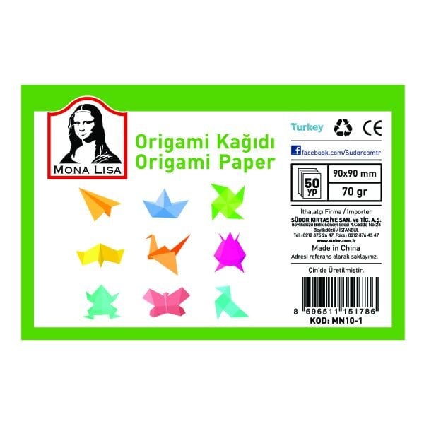 Mona Lisa Origami Kağıdı 9x9 70G 50 Yaprak