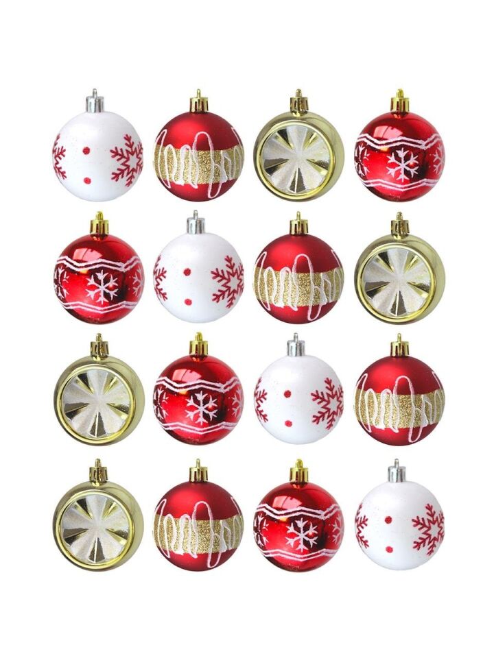 Astaş Yılbaşı Topu 6 Cm 16 Lı Set Kırmızı Altın Desenli