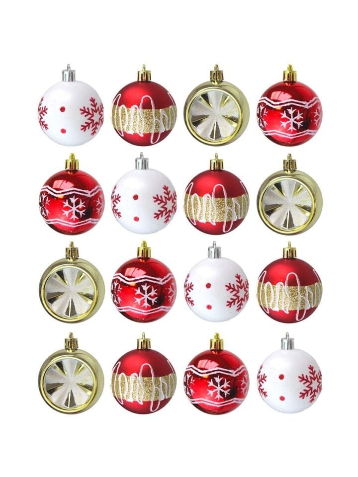 Astaş Yılbaşı Topu 6 Cm 16 Lı Set Kırmızı Altın Desenli