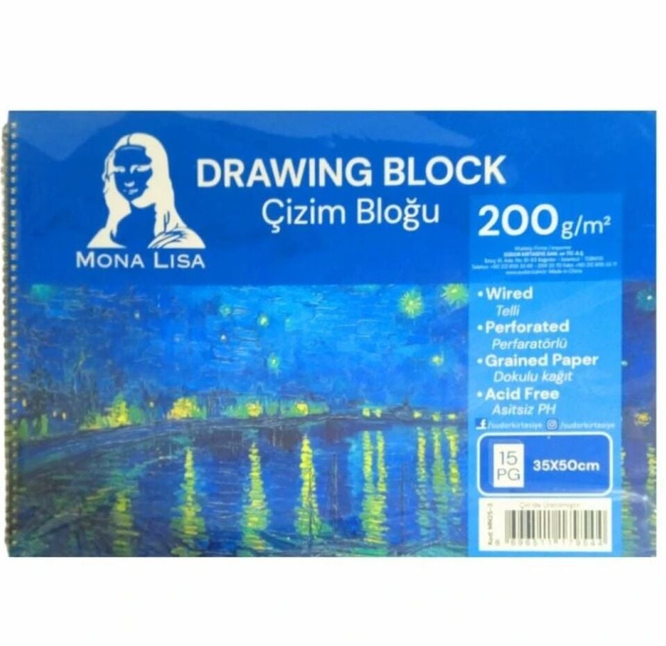 Mona Lisa Çizim Bloğu Telli 35x50 15 Yaprak 200G