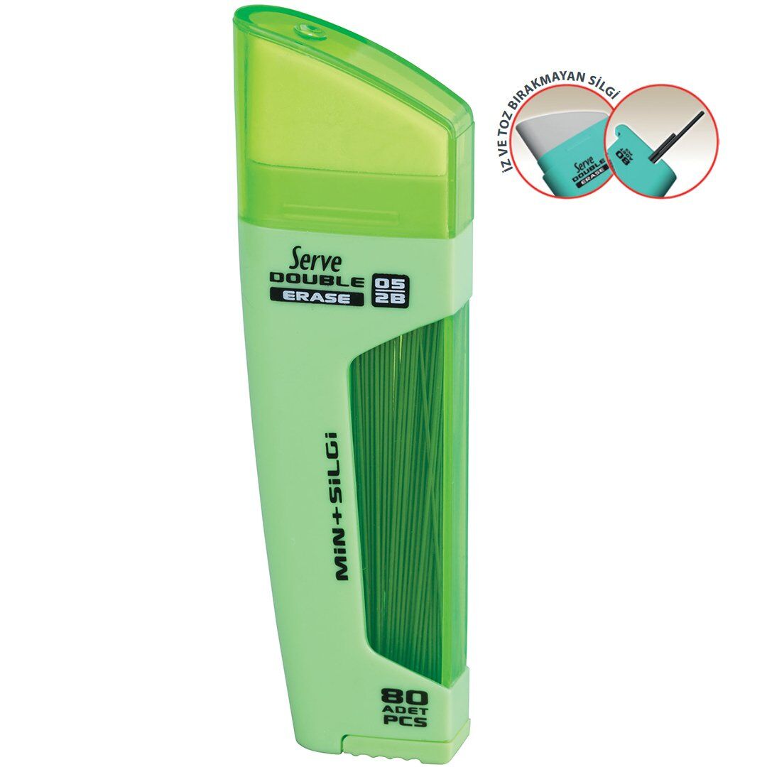 Serve Duble Mekanik Kurşun Kalem Ucu-Silgili 07 Mm Elma Yeşili