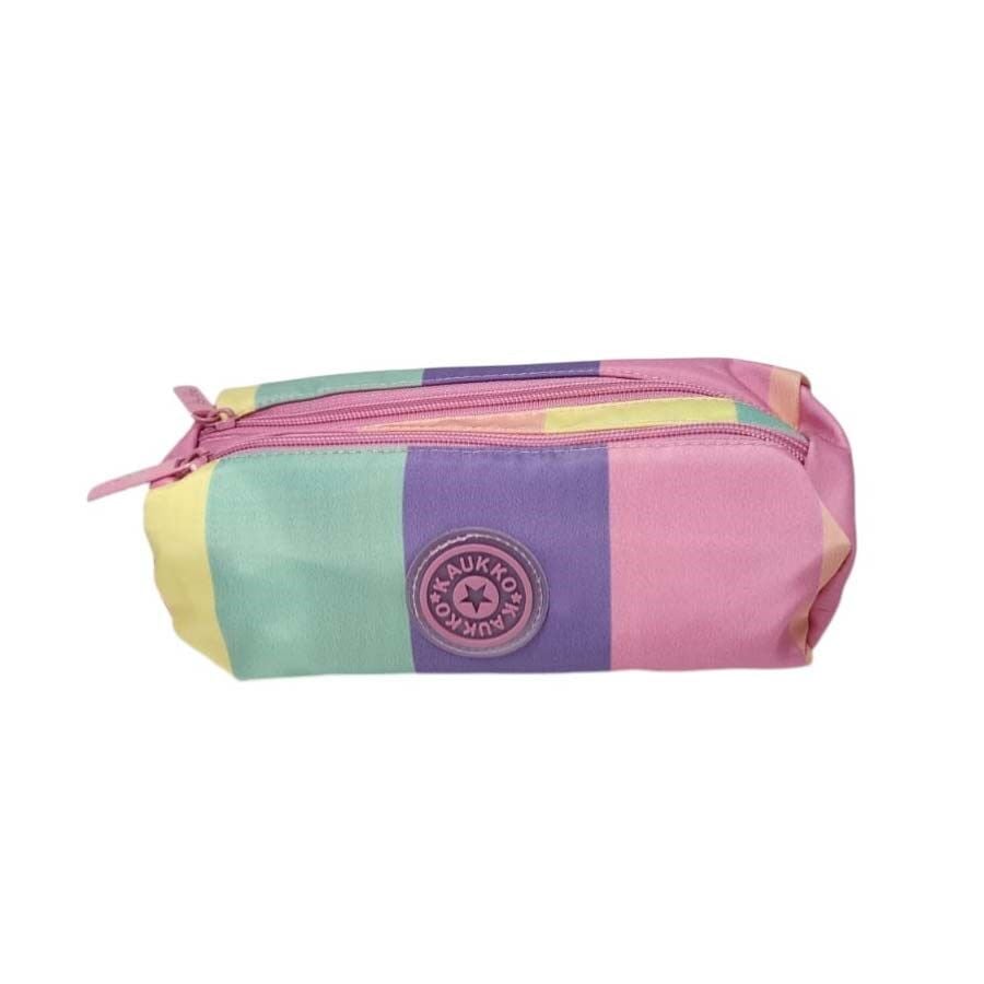 Kaukko Rainbow Dual Kalem Çantası Line Pink
