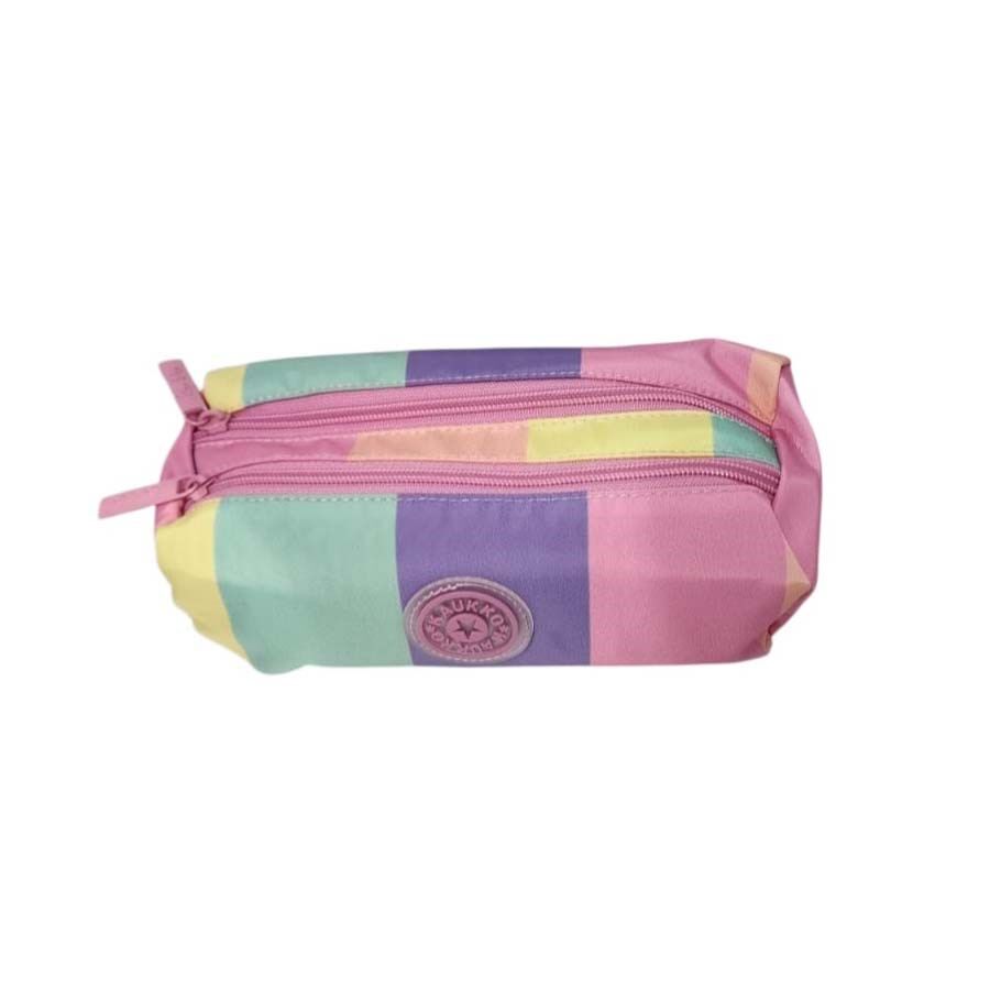 Kaukko Rainbow Dual Kalem Çantası Line Pink
