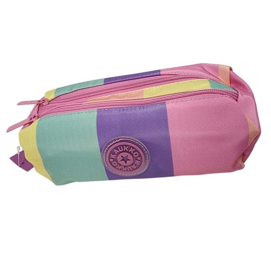 Kaukko Rainbow Dual Kalem Çantası Line Pink