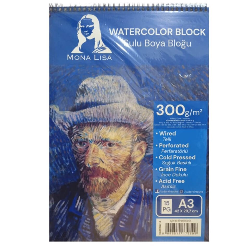 Mona Lisa Suluboya Bloğu Telli A3 20 Yaprak 300G