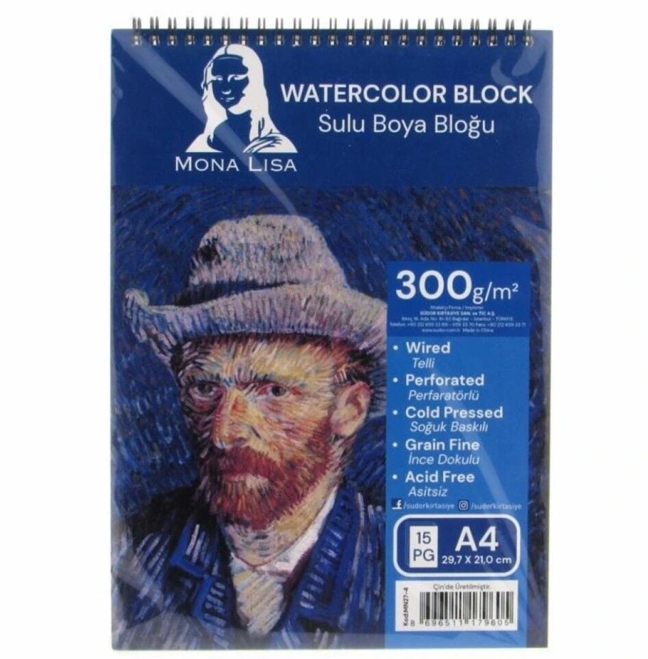 Mona Lisa Suluboya Bloğu Telli A4 20 Yaprak 300G