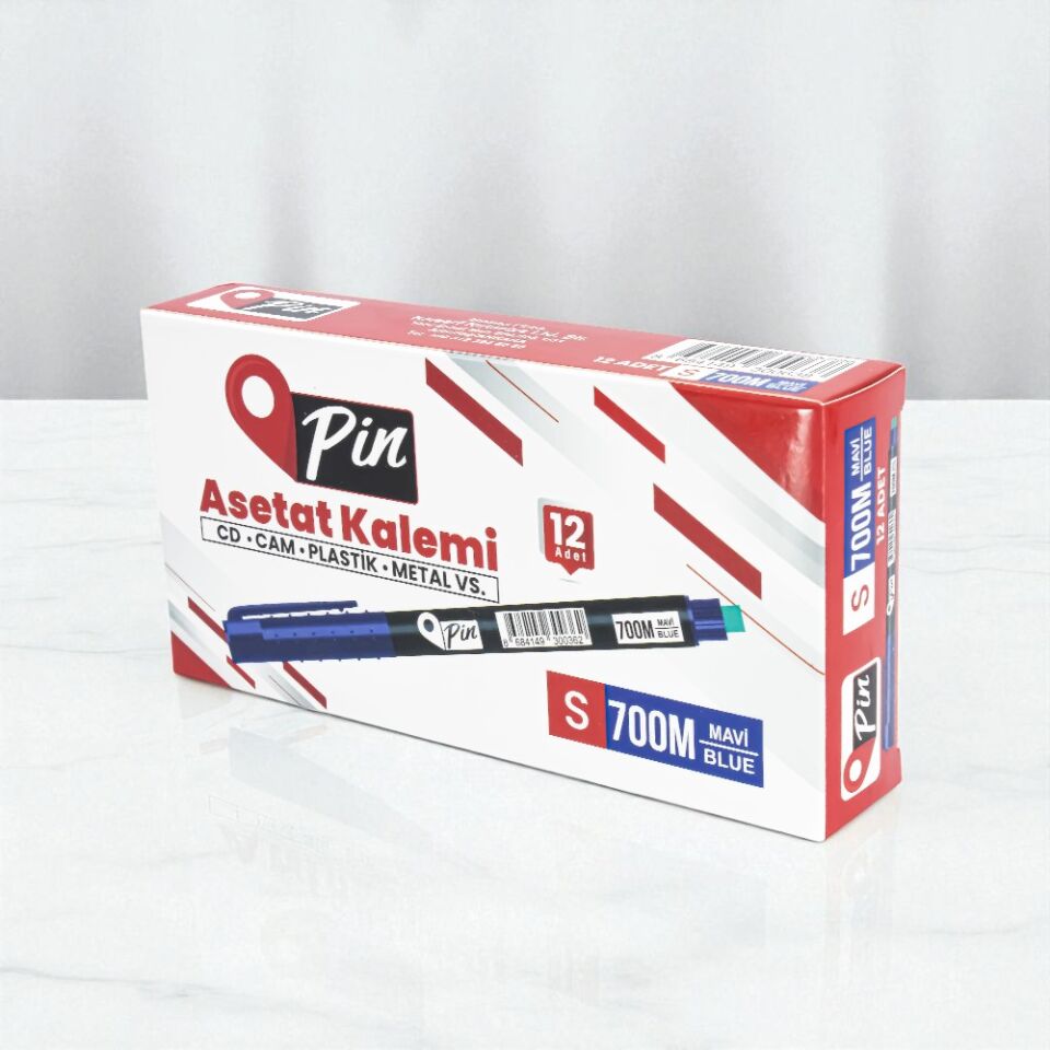 Pin Asetat Kalemi Silgili S Uç 700 Mavi