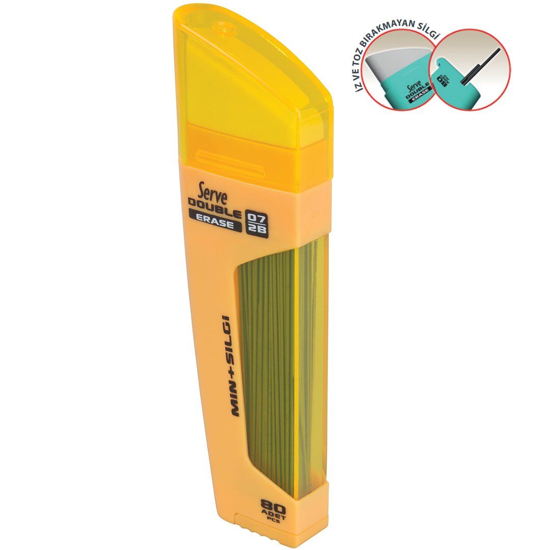 Serve Duble Mekanik Kurşun Kalem Ucu-Silgili 07 Mm Hardal Sarısı