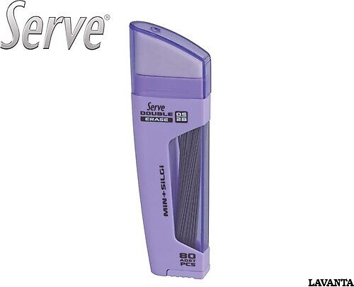 Serve Duble Mekanik Kurşun Kalem Ucu-Silgili 05 Mm Lavanta