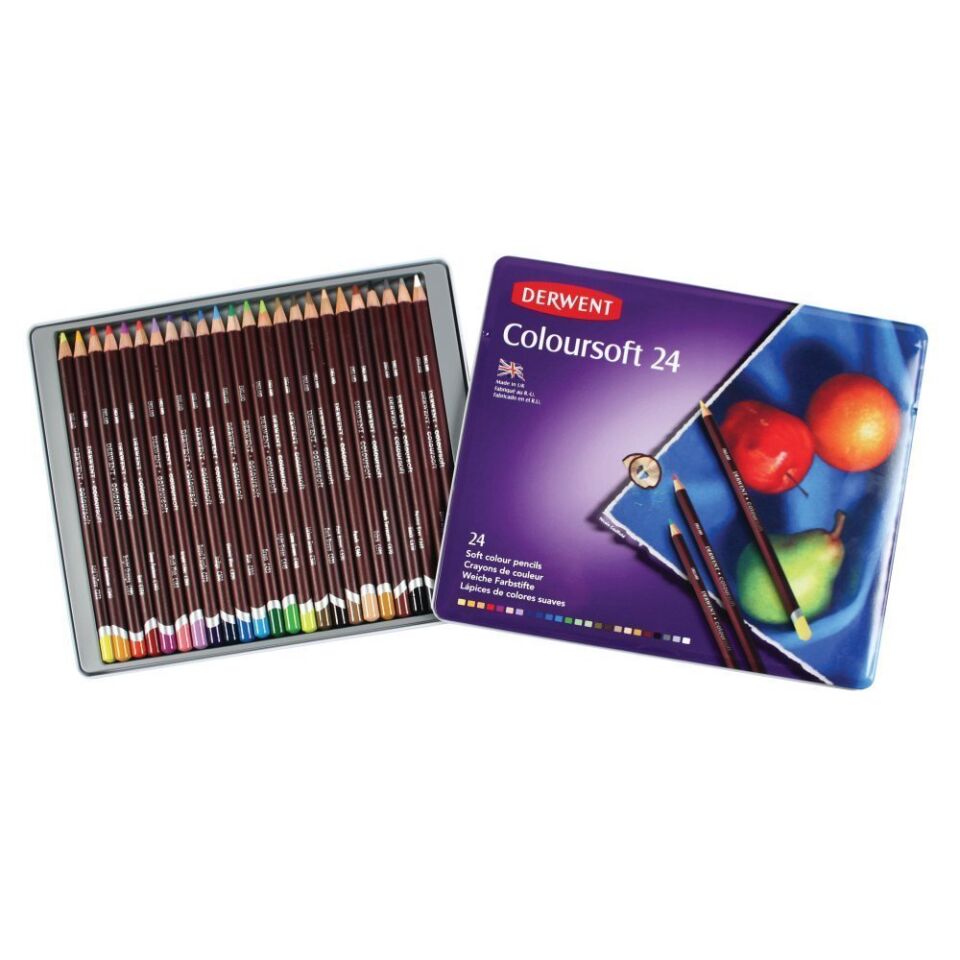 Derwent Coloursoft 24 Renk Set Metal Kutu