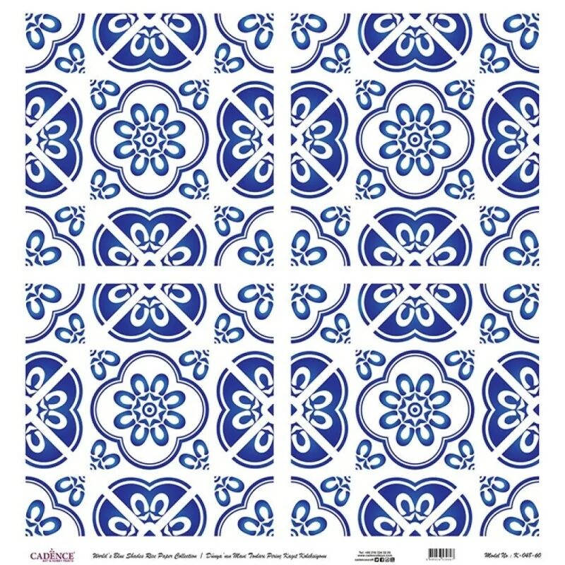 Cadence Dünyanın Mavi Tonları Pirinç Koleksiyon Beyaz Zemin K-048 30x30