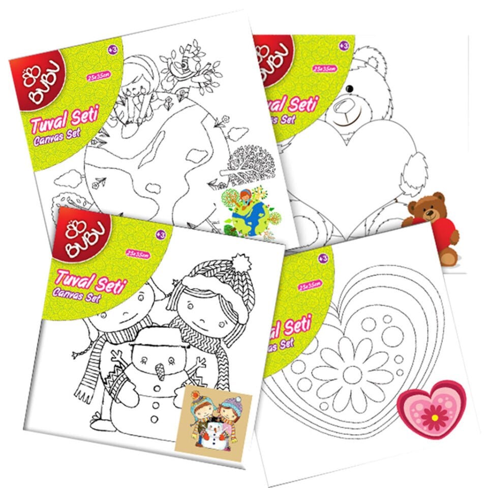 Bu-bu Desenli Tuval 20x20 Boyasız