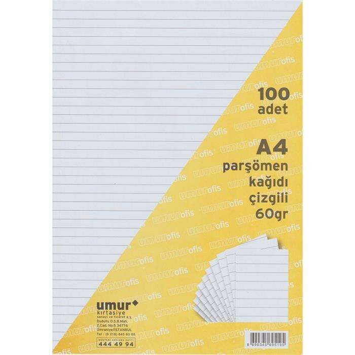 Umur Kağıt A4  Parşömen 100 Lü Çizgili