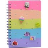 Taros Unick Color Süslü Kalp Delikli Rainbow Silikon A5 Defter