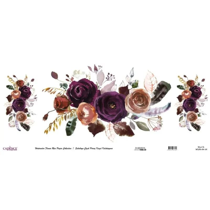 Cadence Suluboya Çiçek Pirinç Kağıt Koleksiyon Beyaz Zemin Wfcr-004 30x68