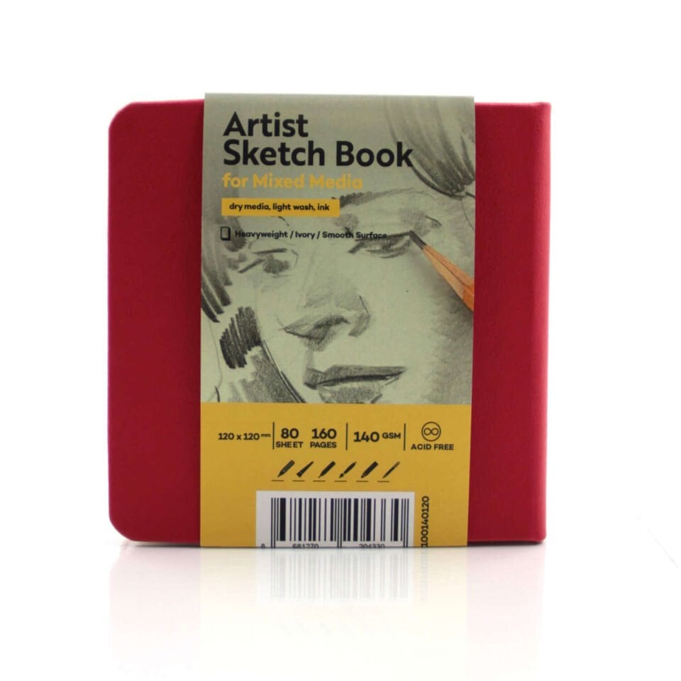 Güven Art Tigertint Eskiz Defteri Sert Kapak 140 Gr 12x12 Cm 80 Yaprak Kırmızı